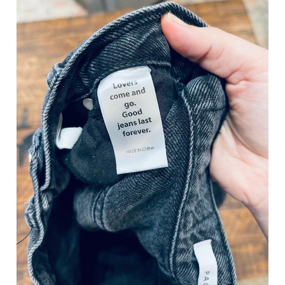 Pacsun Denim Jean Girls Women SZ 24- Color Black Gray Piece-High Rise Patch - Picture 6 of 8